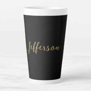 Gold black color elegant modern minimalist name latte mug