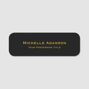 Gold & Black Color Professional Plain Modern Name Tag