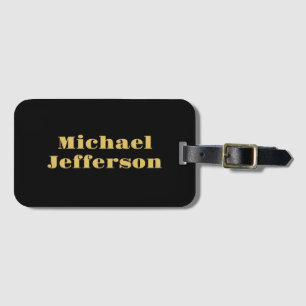Gold black colour elegant modern minimalist name luggage tag