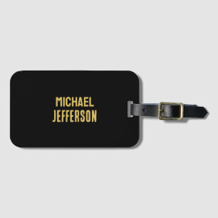 Gold black colour elegant modern minimalist name luggage tag