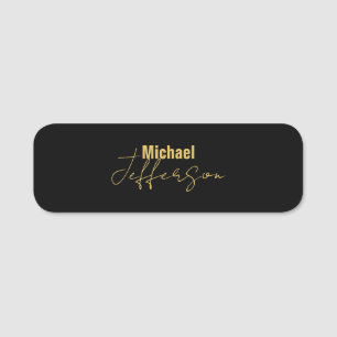 Gold black colour elegant modern minimalist name name tag