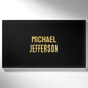 Gold black colour elegant modern minimalist name tag