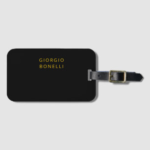 Gold & Black Colour Minimalist Personal Modern Nam Luggage Tag