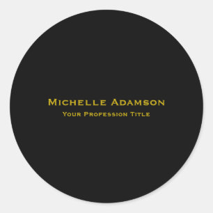 Gold & Black Colour Professional Plain Modern Classic Round Sticker