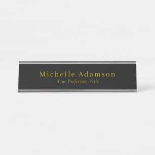 Gold & Black Colour Professional Plain Modern Desk Name Plate