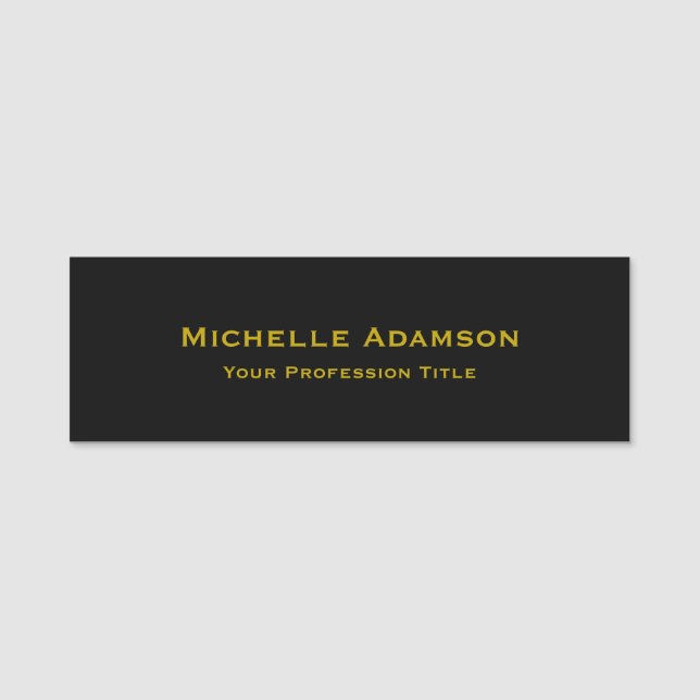 Gold & Black Colour Professional Plain Modern Name Tag (Front)