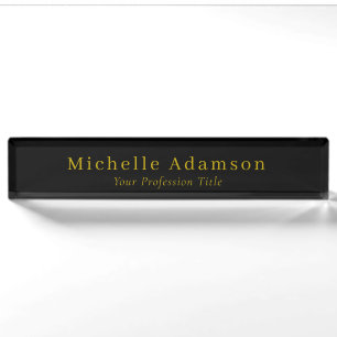 Gold & Black Colour Professional Plain Modern Nameplate