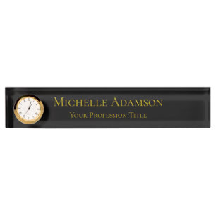 Gold & Black Colour Professional Plain Modern Nameplate
