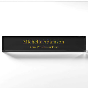 Gold & Black Colour Professional Plain Modern Nameplate