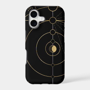Gold black compass lunar moon phase
