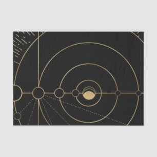 Gold black compass lunar moon phases tissue paper