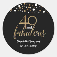 Gold black confetti 40 and Fabulous 40th Birthday