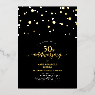 Gold & Black Confetti 50th Wedding Anniversary
