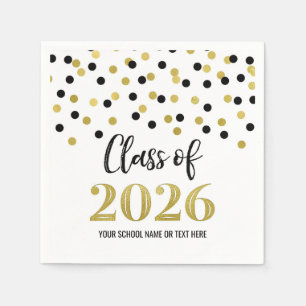 Gold Black Confetti Class of 2026 Napkins