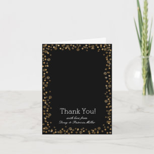 Gold Black Confetti Dots Thank You Card