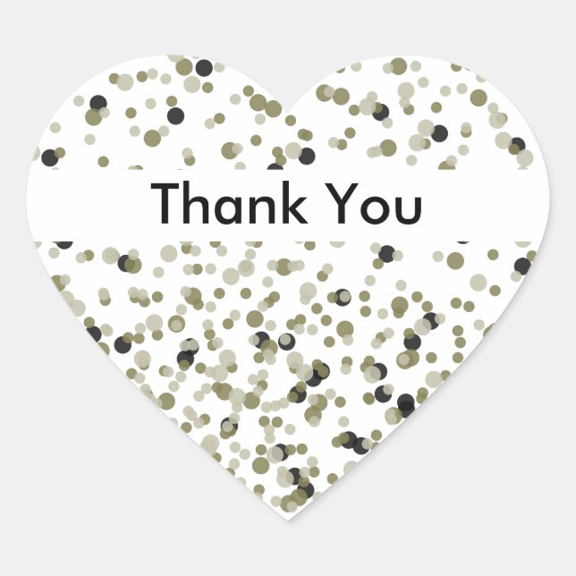 Gold Black Confetti Dots thank you Heart Sticker (Front)
