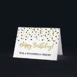 Gold Black Confetti Friend Birthday Card<br><div class="desc">Birthday card for friend with gold and black modern confetti pattern.</div>