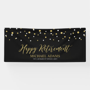 Gold & Black Confetti   Happy Retirement Party Ban Banner