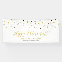 Gold & Black Confetti | Happy Retirement Party Ban