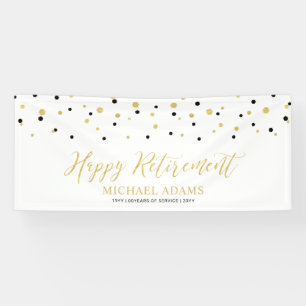 Gold & Black Confetti   Happy Retirement Party Ban Banner
