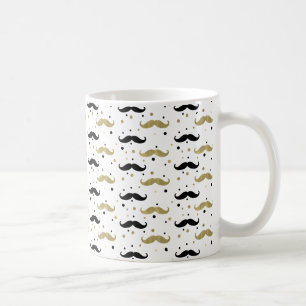 Gold Black Confetti Moustaches Coffee Mug