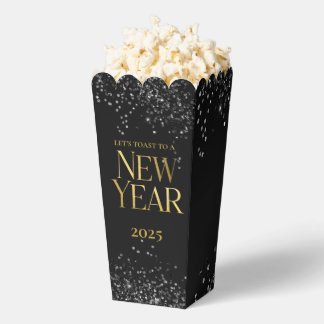 Gold Black Confetti New Year's Eve Party Favour Box
