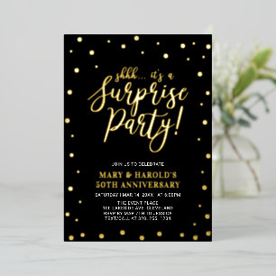 Gold & Black Confetti Surprise Anniversary Party