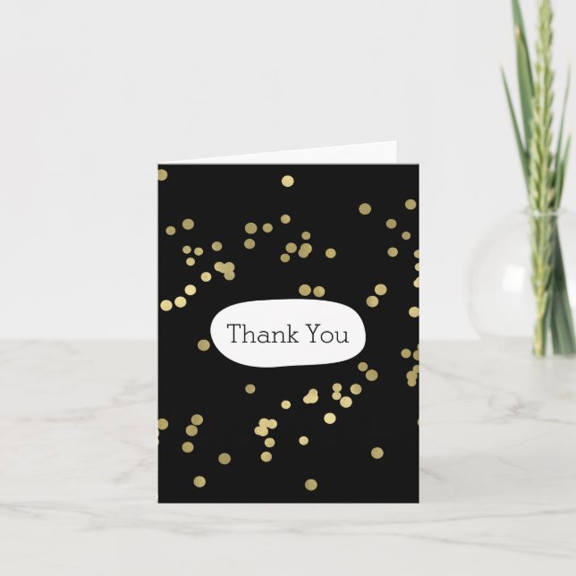 Gold Black Confetti Thank You (Front)