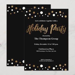 Gold Black Corporate Holiday Christmas Party Invitation