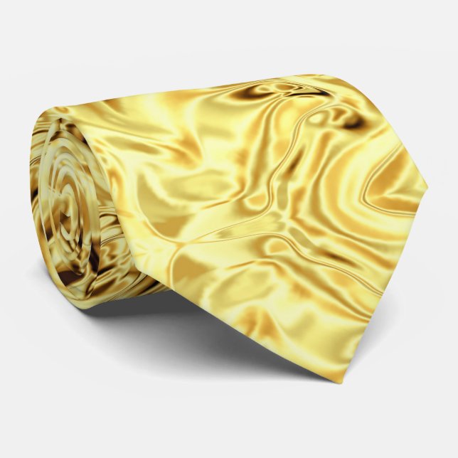 Gold Black Crinkle Pretty Tie (Rolled)