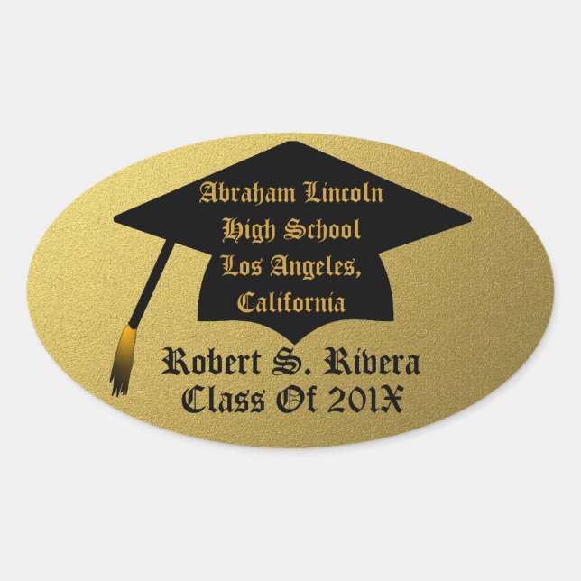 Gold & Black Custom Graduation Stickers (Front)