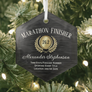 Gold Black Customisable Recognition Award Glass Tree Decoration