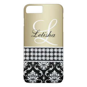 Gold Black Damask, Your Name Monogram iPhone 8 Plus/7 Plus Case