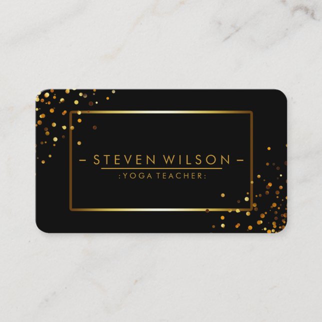 Gold Black Decorative Yoga Holistic Massage Business Card (Front)