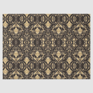 Gold Black Demask Goth Lace Pattern Decoupage   Tissue Paper