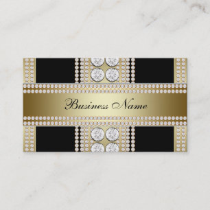 Gold Black Diamonds Black Business Card