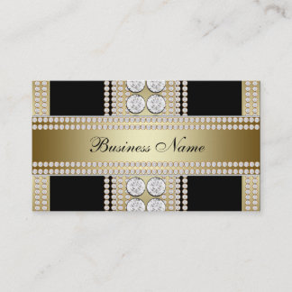 Gold Black Diamonds Black Business Card