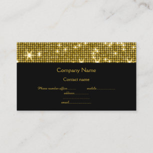 GOLD BLACK DISCO THEME SPARKLE BUSINESS CARD