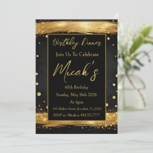 Gold Black Dots Brush Luxury Modern Premium Luxe Invitation