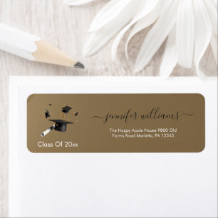  Gold Black Double Graduation Return Address Label