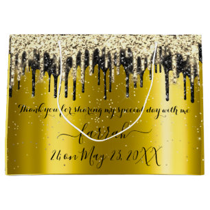 Gold Black Drips Favour Wedding Favour Large Gift Bag