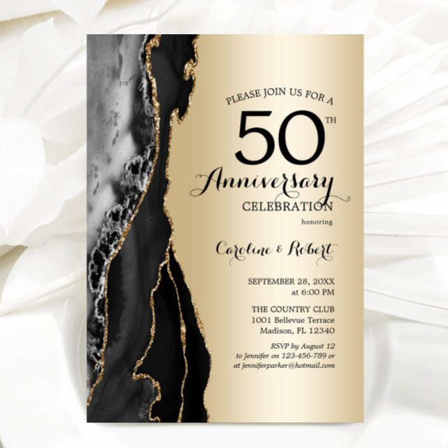 Gold Black Elegant 50th Anniversary Invitation (Creator Uploaded)