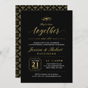 Gold & Black   Elegant 50th Wedding Anniversary Invitation
