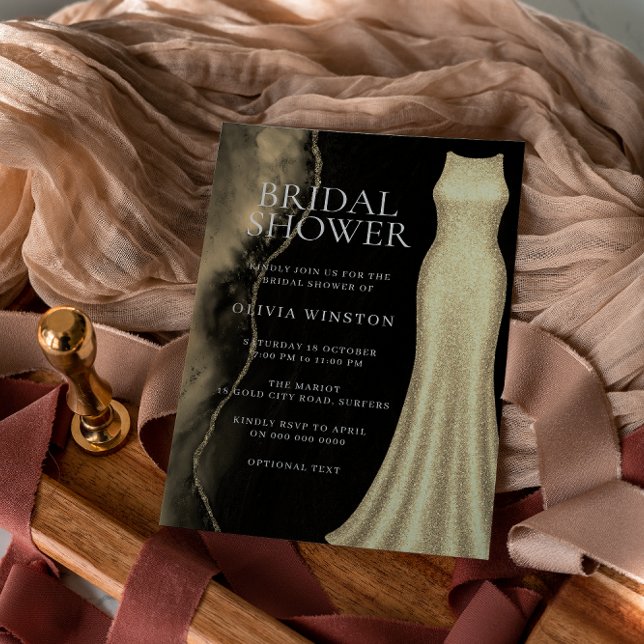 Gold & Black Elegant Bridal Shower Invitation (Creator Uploaded)