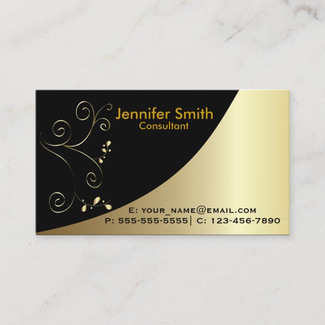 Gold Black Elegant Business Card (Front)