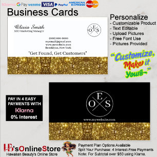 Gold Black Elegant Business Card 17 with Template