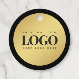 Gold & Black Elegant Business Company Custom Logo Favour Tags