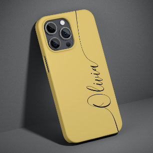 Gold Black Elegant Calligraphy Script Name iPhone 14 Case