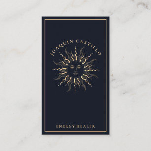 Gold Black Elegant Celestial Sun Business Card