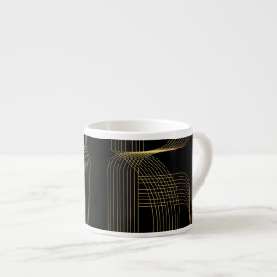 Gold, black, elegant, cool, unique trendy line art espresso cup